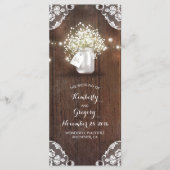 Rustic Mason Jar Gipskraut Hochzeitsprogramme Programm (Vorderseite)