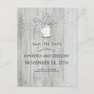 Rustic Mason Jar Gipskraut Save the Date Ankündigungspostkarte
