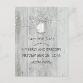 Rustic Mason Jar Gipskraut Save the Date Ankündigungspostkarte