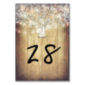 Rustic Mason Jar Gipskraut String Lights Barn Tischnummer (Vorderseite)