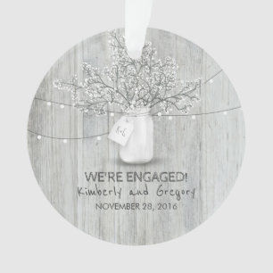 Rustic Mason Jar Gipskraut String Lights Wood Ornament