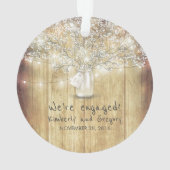 Rustic Mason Jar Gipskraut String Lights Wood Ornament (Rückseite)