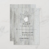 Rustic Mason Jar Gipskraut Wedding RSVP Cards (Vorne/Hinten)