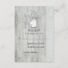 Rustic Mason Jar Gipskraut Wedding RSVP Cards Karte