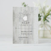 Rustic Mason Jar Gipskraut Wedding RSVP Cards Karte (Stehend Vorderseite)