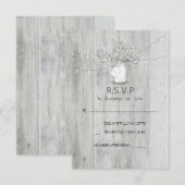 Rustic Mason Jar Gipskraut Wedding RSVP Cards Karte (Vorne/Hinten)