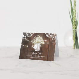 Rustic Mason Jar Gipskraut Wedding Vielen Dank Dankeskarte