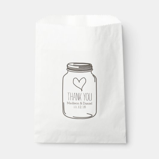 Rustic Mason Jar Heart Wedding Vielen Dank Geschenktütchen (Vorderseite)