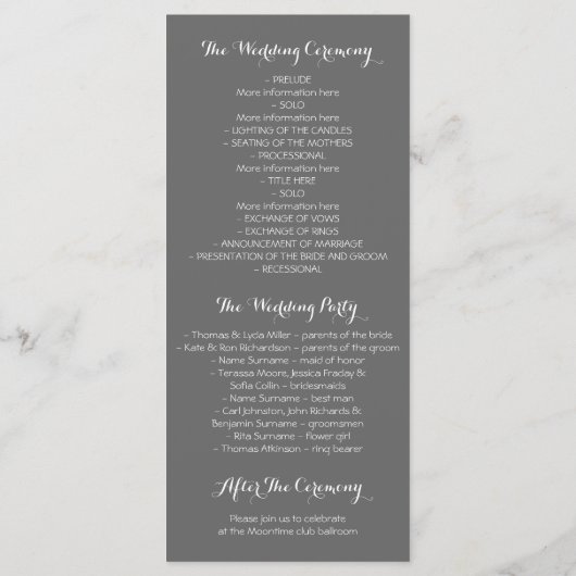 Rustic Mason Jar Hochzeitsprogramme Programm (Rückseite)