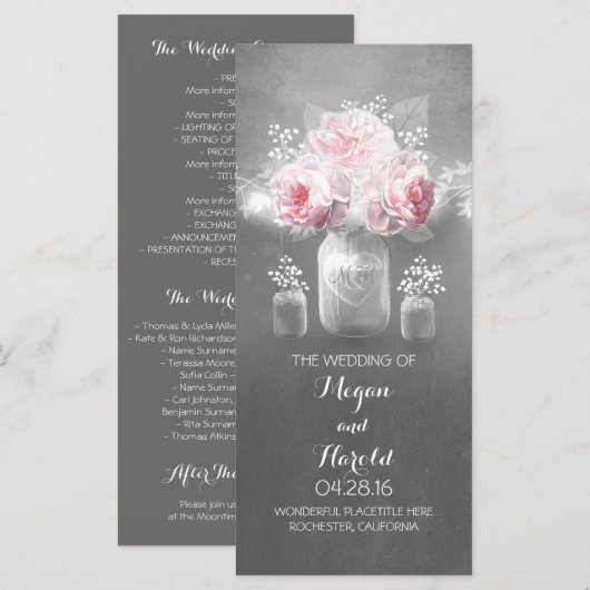 Rustic Mason Jar Hochzeitsprogramme Programm (Vorne/Hinten)
