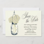 Rustic Mason Jar Hydrangrea Save the Date Einladung (Vorderseite)
