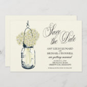 Rustic Mason Jar Hydrangrea Save the Date Einladung (Vorne/Hinten)