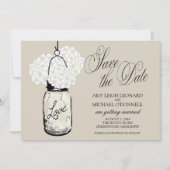 Rustic Mason Jar Hydrangrea Save the Date Einladung (Vorderseite)