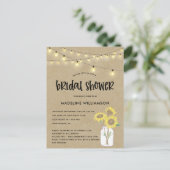 Rustic Mason Jar Kraft Bridal Dusche Einladung Postkarte (Stehend Vorderseite)