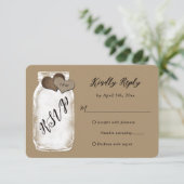 Rustic Mason Jar Kraft Papier Hochzeit RSVP Karte (Stehend Vorderseite)