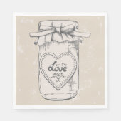 Rustic Mason Jar Liebe Heart Tan Brown Wedding Serviette (Vorderseite)