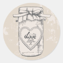 Rustic Mason Jar Liebe Hearts Tan Wedding
