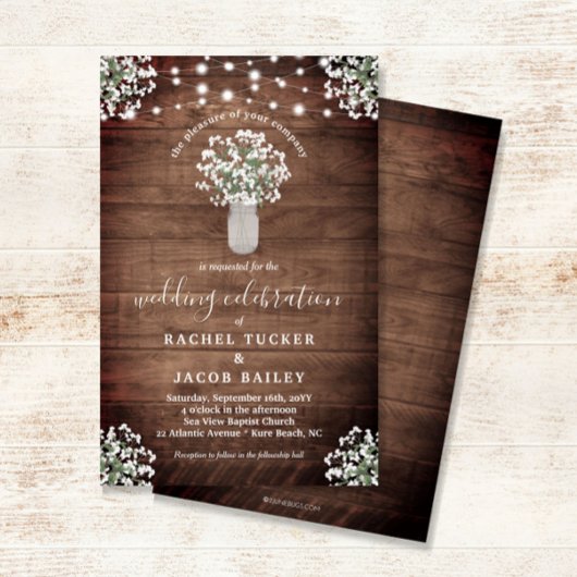 Rustic Mason Jar Lights Budget Hochzeit Einladung