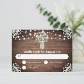 Rustic Mason Jar Lights Budget Wedding RSVP Card Karte (Stehend Vorderseite)