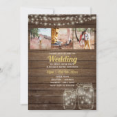 Rustic Mason Jar Lights FOTO COLLAGE Wedding Einladung (Vorderseite)