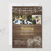 Rustic Mason Jar Lights FOTO COLLAGE Wedding Einladung (Vorderseite)