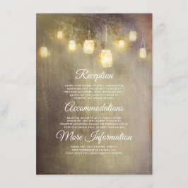 Rustic Mason Jar Lights Hochzeitsinformation Gast Begleitkarte