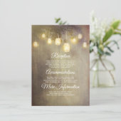 Rustic Mason Jar Lights Hochzeitsinformation Gast Begleitkarte (Stehend Vorderseite)