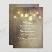 Rustic Mason Jar Lights Hochzeitsinformation Gast Begleitkarte (Vorne/Hinten)