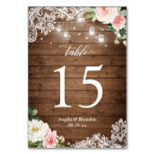 Rustic Mason Jar Lights Lace Floral Wedding Tischnummer (Rückseite)