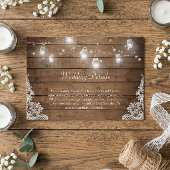 Rustic Mason Jar Lights Lace Wedding Details Begleitkarte