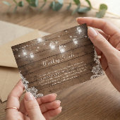 Rustic Mason Jar Lights Lace Wedding Details Begleitkarte