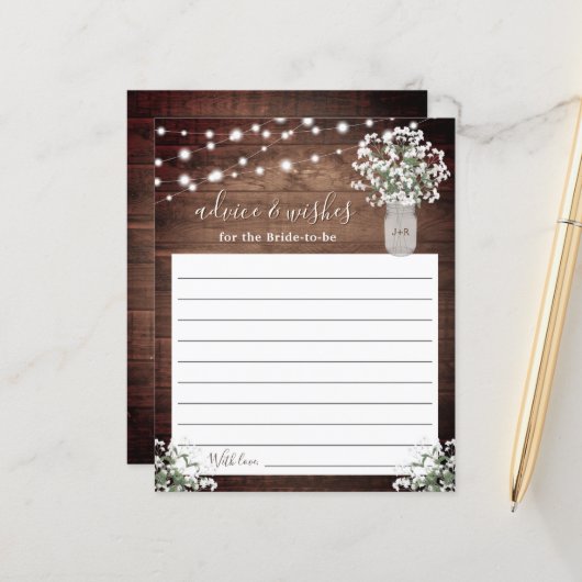 Rustic Mason Jar Lights Monogram Wedding Advice (Vorderseite/Rückseite Beispiel)