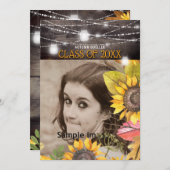 Rustic Mason Jar Lights Sonnenblumen Foto Abschlus Einladung (Vorne/Hinten)