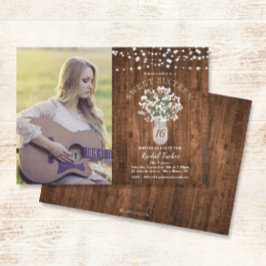 Rustic Mason Jar Lights Sweet 16 Geburtstag Foto Einladung