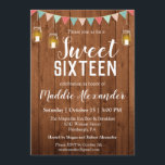 Rustic Mason Jar Lights Sweet 16 Geburtstagsparty Einladung<br><div class="desc">Rustikale Mason Jar Lights Sweet 16 Geburtstagsparty Einladung - Land, rustikale Einladung ist auf einem Holzfußboden mit einem Banner und d Mason Glas Saitenleuchten. Mit unserem benutzerfreundlichen Designwerkzeug können Sie Ihre Einladung ganz einfach personalisieren. Um Schriftart und Schriftart-Farben anzupassen, verwenden Sie "weiter anpassen" im Entwurfstool. Wenn Sie Hilfe bei Ihrer...</div>