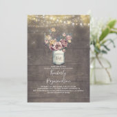 Rustic Mason Jar Mauve und Gold Brautparty Einladung (Stehend Vorderseite)