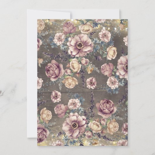 Rustic Mason Jar Mauve und Gold Engagement Party Einladung (Rückseite)