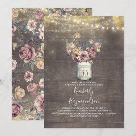 Rustic Mason Jar Mauve und Gold Geburtstagsparty Einladung