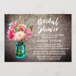 Rustic Mason Jar mit Blume Bouquet Brautparty Einladung