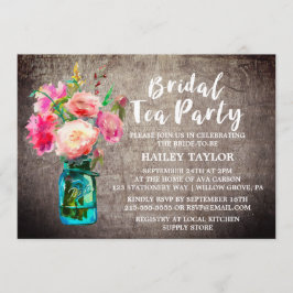 Rustic Mason Jar mit Blume Bridal Tee Party Einladung