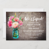 Rustic Mason Jar mit Blume Elopement Empfang Einladung (Vorderseite)