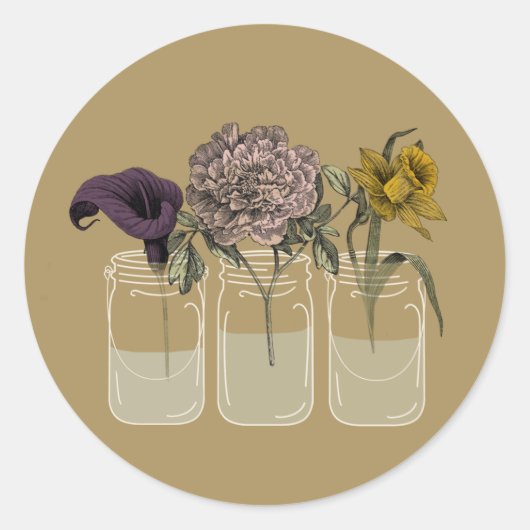 Rustic Mason Jar mit Blume Round Stickers (Vorderseite)