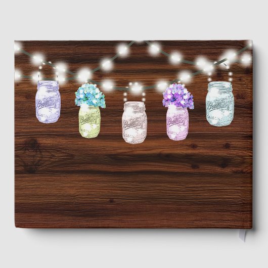 Rustic Mason Jar mit Lights Wedding Guest Book Gästebuch (Rückseite)