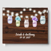 Rustic Mason Jar mit Lights Wedding Guest Book Gästebuch (Vorderseite)