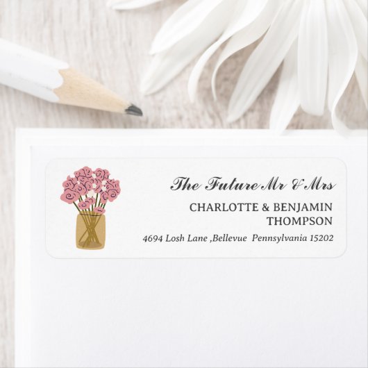 Rustic Mason Jar Mr. and Mrs Wedding Rücksendeadre (Insitu)