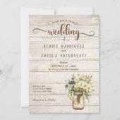 Rustic Mason Jar on Wood Wedding Invitation Einladung (Vorderseite)