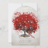 Rustic Mason Jar Red Heart Leaf Tree Wedding Einladung (Rückseite)