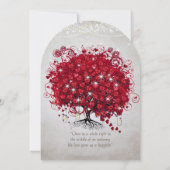 Rustic Mason Jar Red Heart Leaf Tree Wedding Einladung (Rückseite)