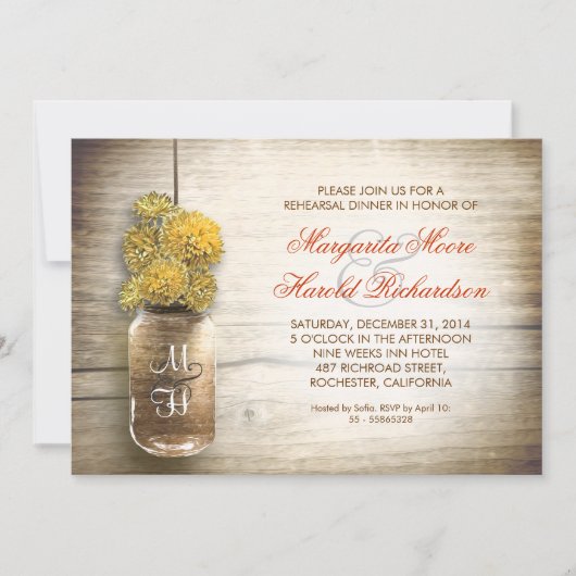rustic mason jar rehearsal dinner invitations einladung (Vorderseite)