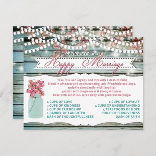 Rustic Mason Jar Rezept für eine große Ehekarte (Vorne/Hinten)